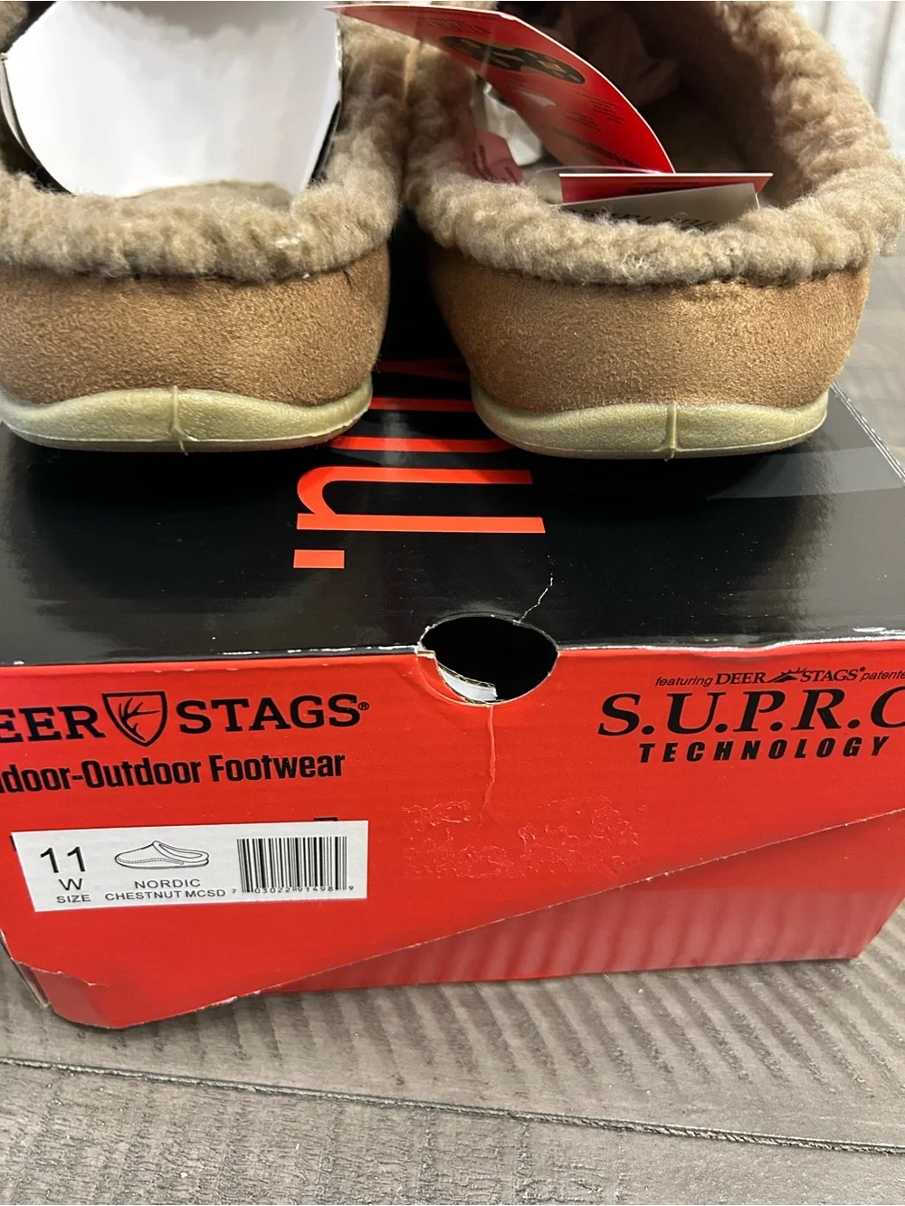 Deer Stags Tan Suede Shearling-Lined Slip-On Moccasins